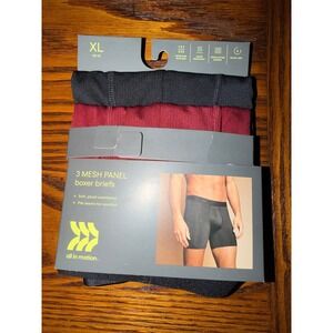 All In Motion Mens 2 Pack Mesh Panel Boxer Briefs XL Black Red Blue 4ML5Y